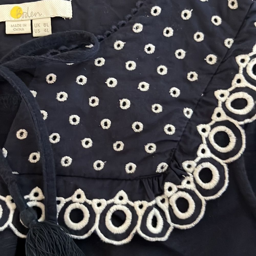 Boden Nella Embroidered Jersey Sundress Navy size 4L. - Picture 4 of 8
